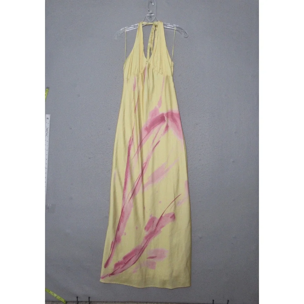 Abercrombie & Fitch Julia Slip Halter Maxi Dress Y2K Beach Romantic Festival